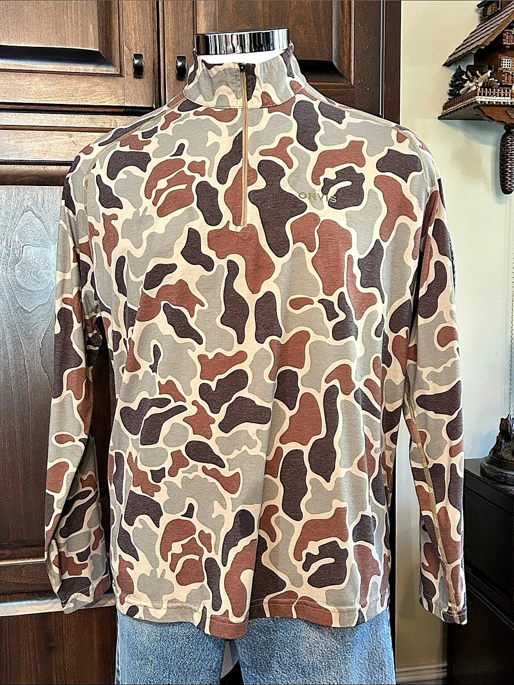 Orvis Men's Camo Quarter-Zip Cotton Shirt XL